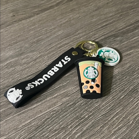 Starbucks Black and Tan Keychain with Iced Coffee Charm - Picture 2 of 2